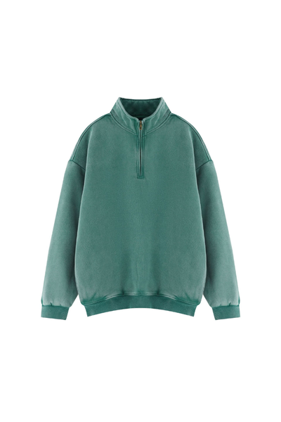 Unisex Fall Clothing Warm Vintage Half Zip Sweatshirt