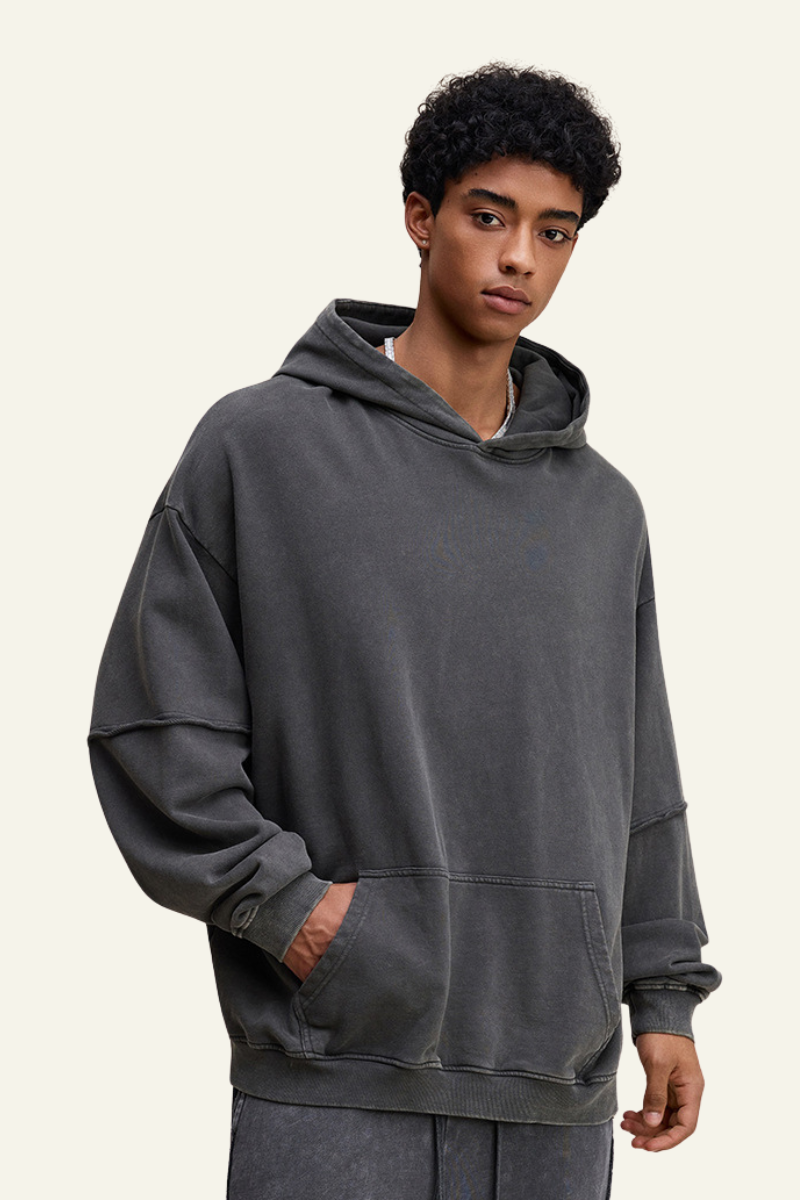 Men's Heavyweigt Fake Patchwork Two-piece Cotton  Hoodie