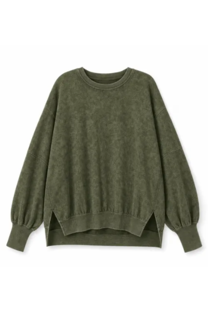 Women Fall Washed Vintage Loose Crew Neck Sweatshirt