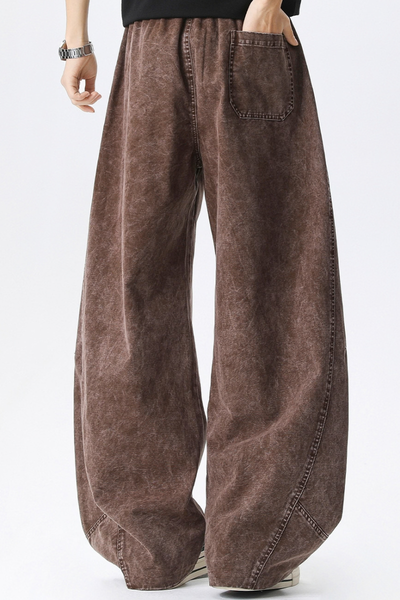 Men All Season Vintage Washed Wide Leg Scimitar Pants
