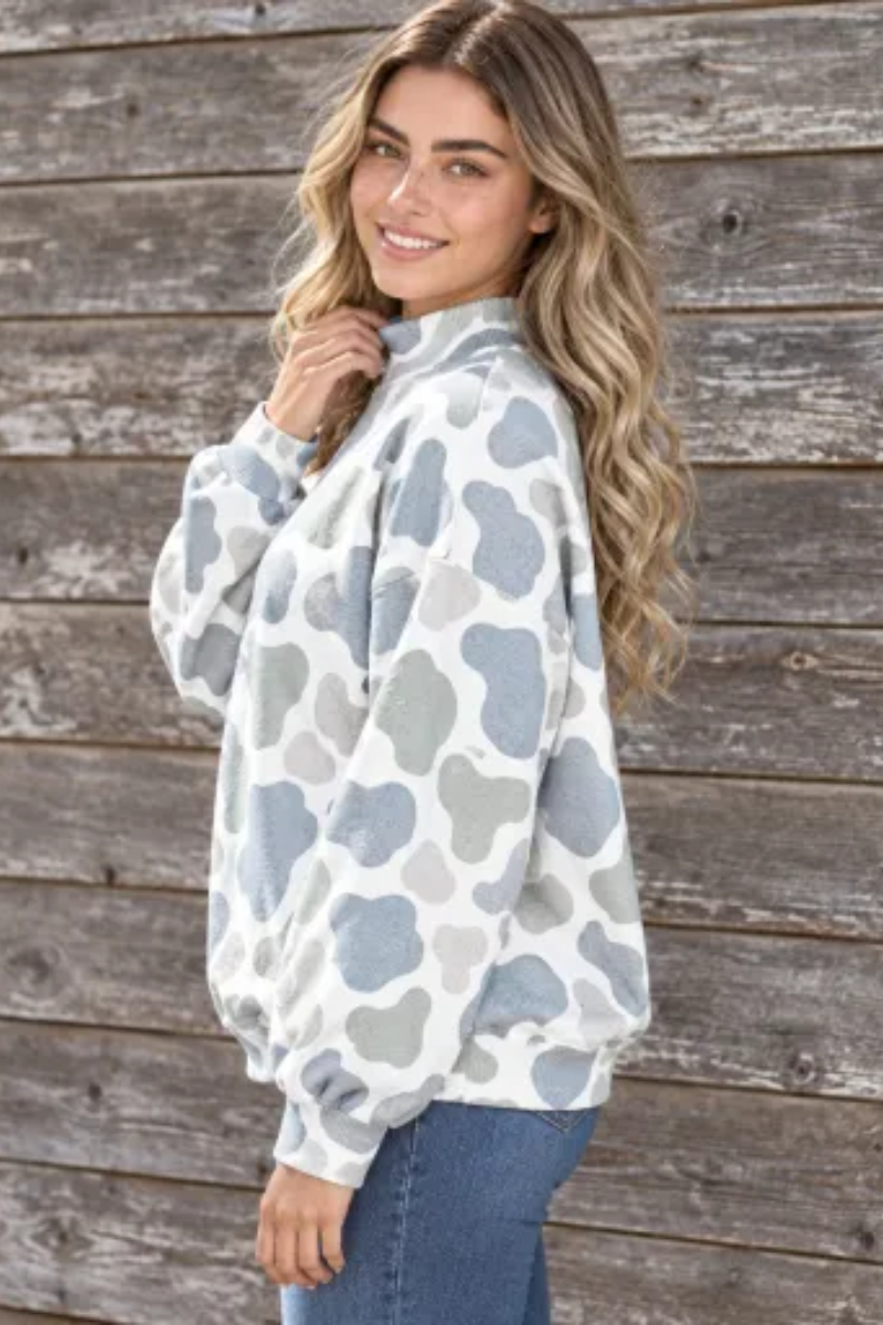 Women Fall Clothing Western Camo Mock Neck Sweatshirt