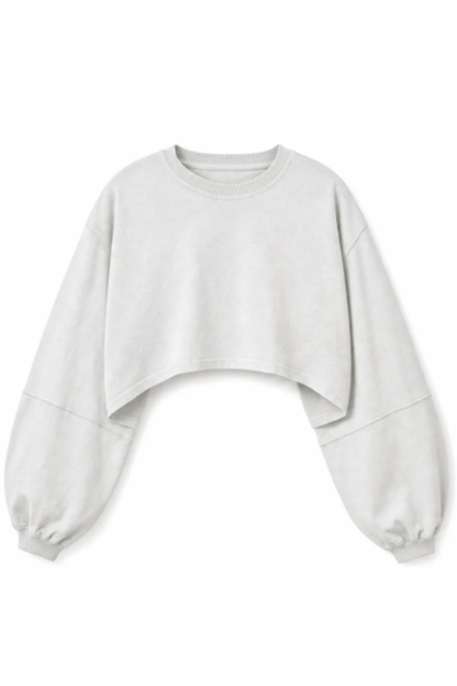 Women Spring Lightweight Cropped Batwing Long Sleeve Top