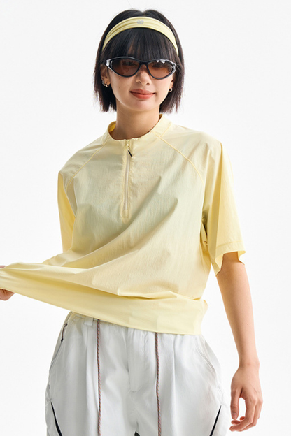 Unisex Half Zip Loose Wicking Cooling Quick Dry Tee