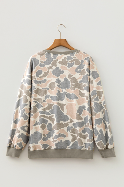Women Fall Clothing Western Camo Layered V Neck Sweatshirt