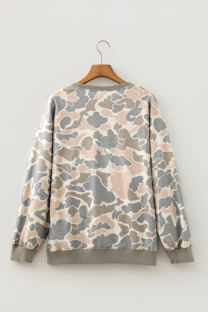 Women Fall Clothing Western Camo Layered V Neck Sweatshirt