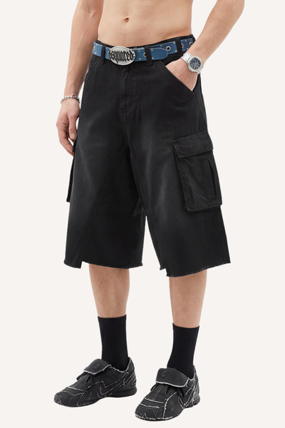 Men's Summer Street Multi-Pocket Distressed Cargo 7/8 Shorts
