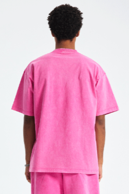 Men's Cotton Streetwear Wax-Dyed Washed Distressed T-shirt