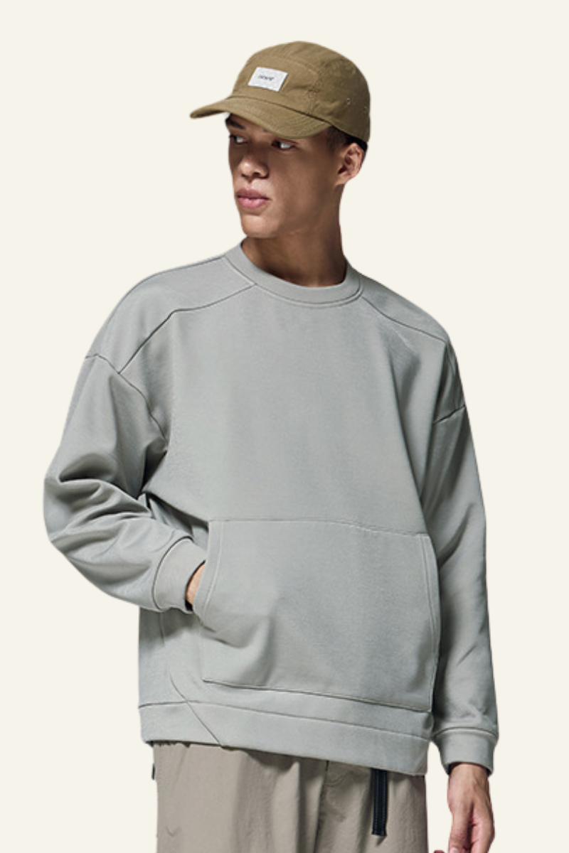 Men's Streetwear Solid Front Pocket Pullover