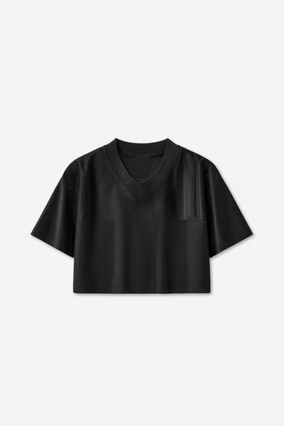 Women's Summer Y2K V-Neck Cutout Crop Patchwork Tee