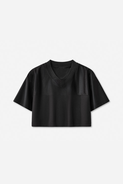 Women's Summer Y2K V-Neck Cutout Crop Patchwork Tee