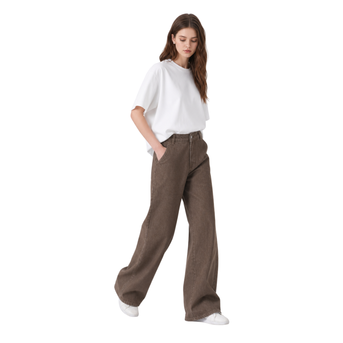 Women's High Waist Non-Stretch Wide Leg Jeans