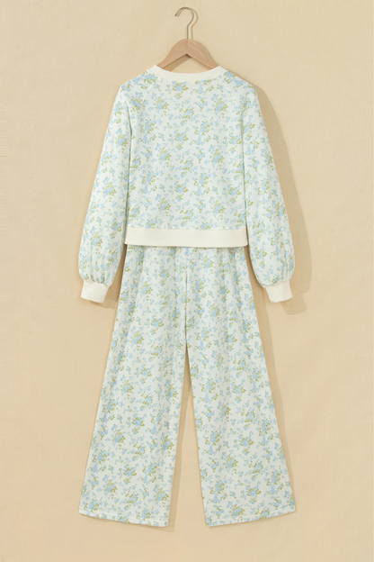 Women's Fall Floral Print Drawstring 2 Piece Set