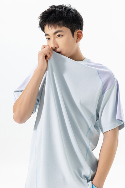 Men's Summer Street Quick Dry Colorblock Loose Cooling Tee