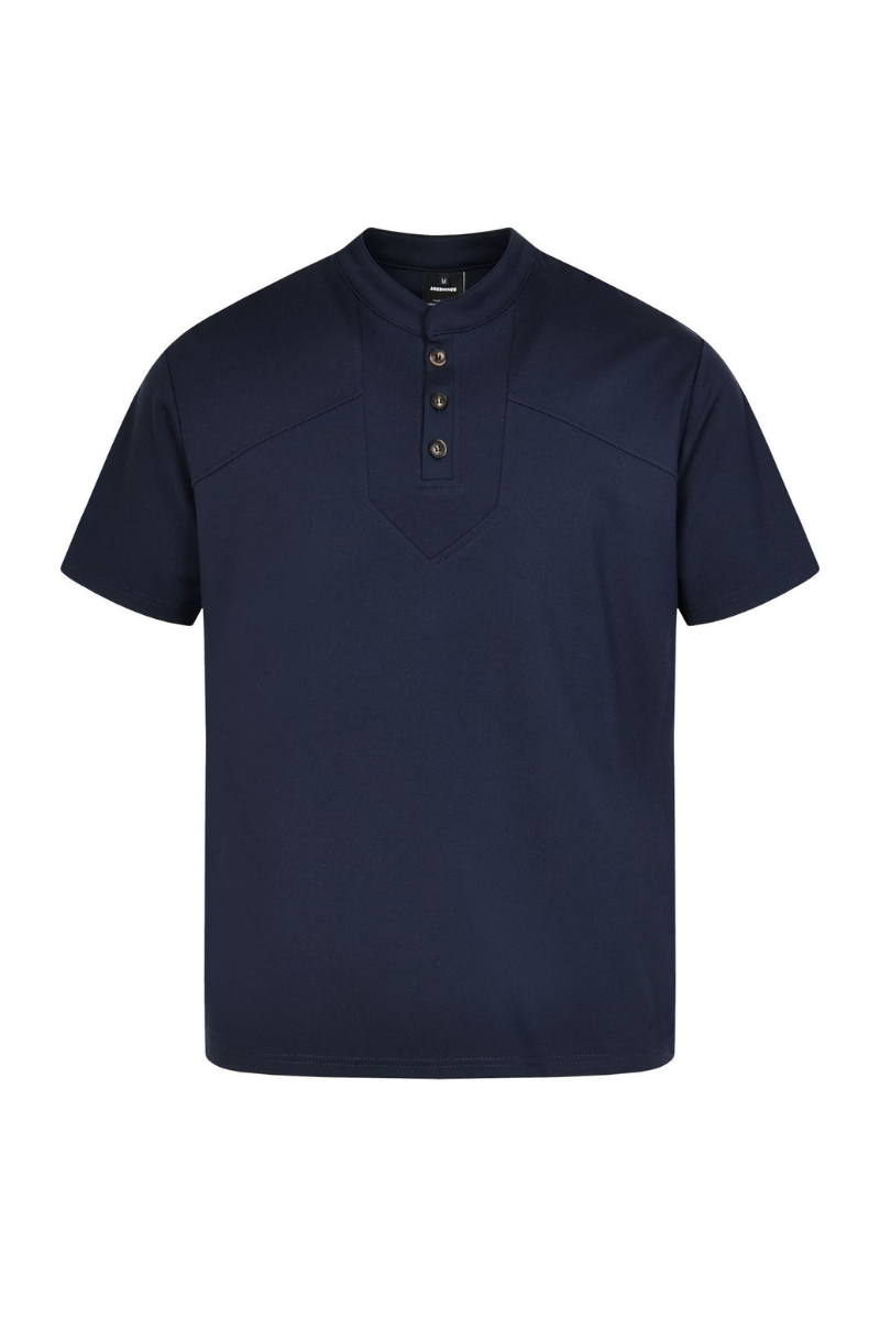 Men's Summer Set-in Henley Waffle Diagonal Stitch Tee