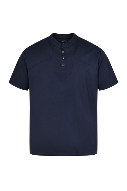 Men's Summer Set-in Henley Waffle Diagonal Stitch Tee