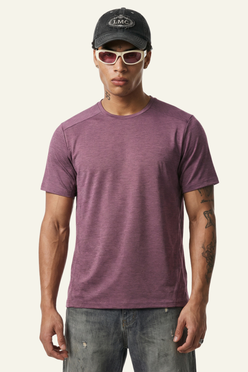 Unisex Round Neck Drape Sleeve Loose Fit T-shirt