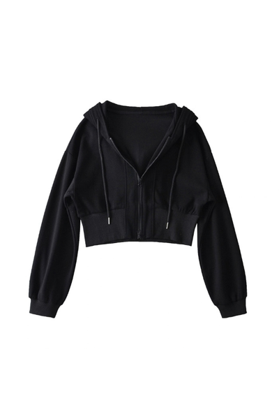 Unisex All Season Spliced Cropped Zip Hoodie Cardigan