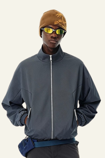 Men's Streetwear Stand Collar Full-Zipper Jacket