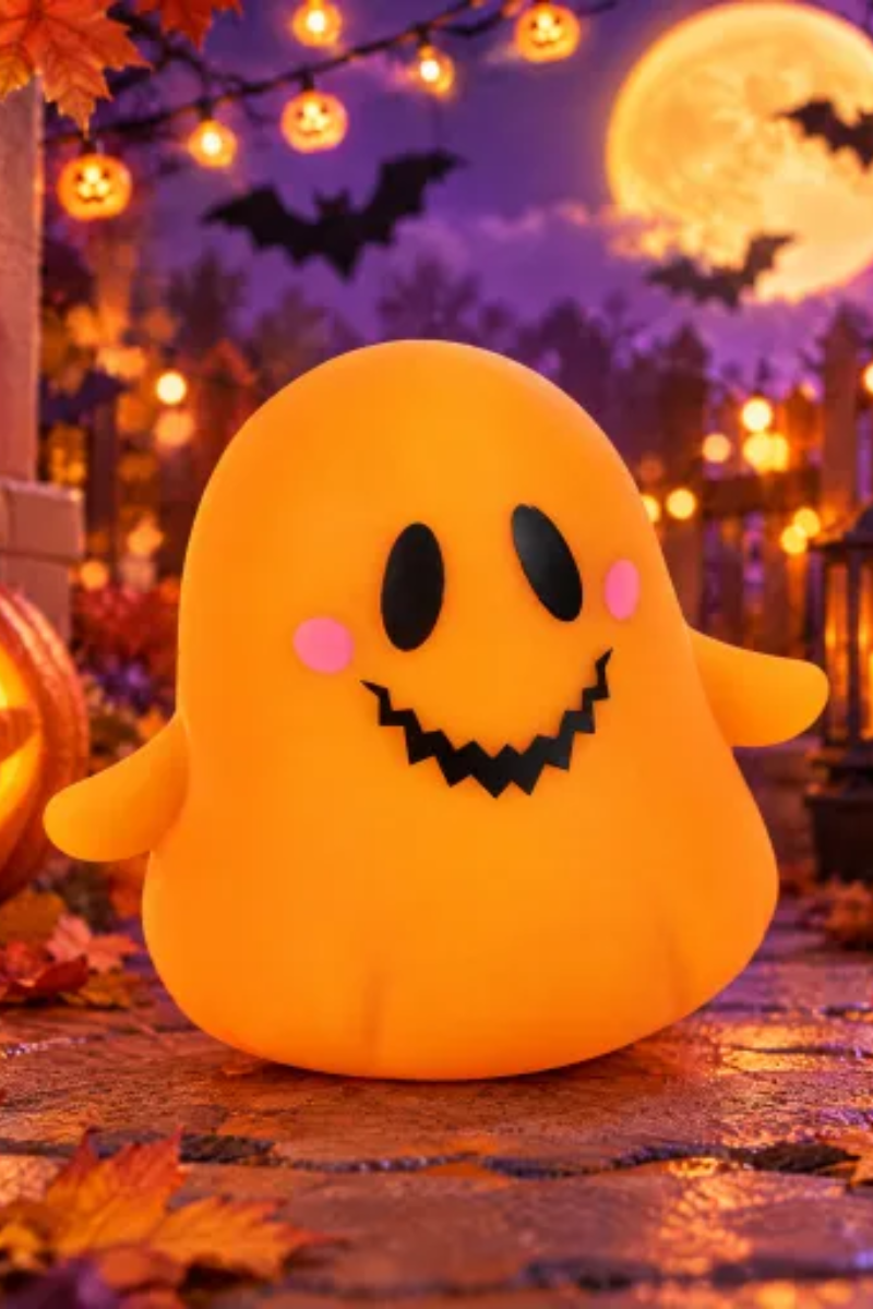 Unisex Fall Halloween Light Up Ghost TPR Squishy Toy