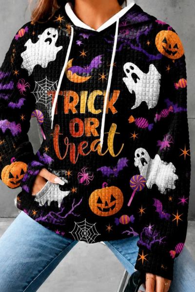 Unisex Fall Clothing Halloween Waffle Knit Graphic Hoodie