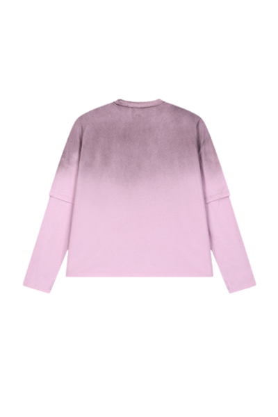 Men Fall Gradient Distressed Layered Long Sleeve Top