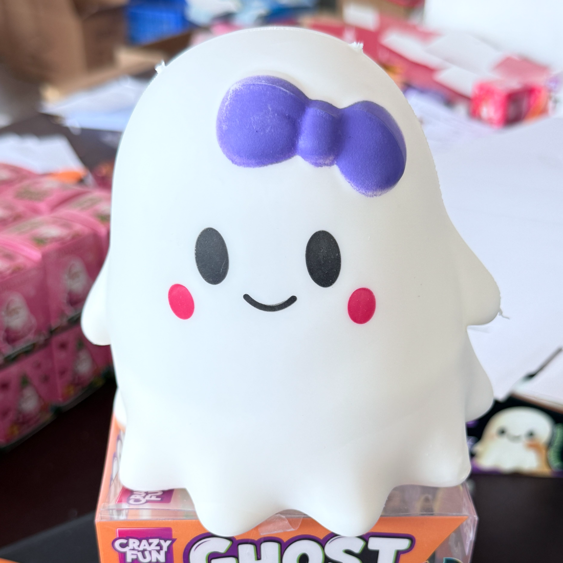 Unisex Fall Halloween Cute Ghost Gift Box Squishy Toy