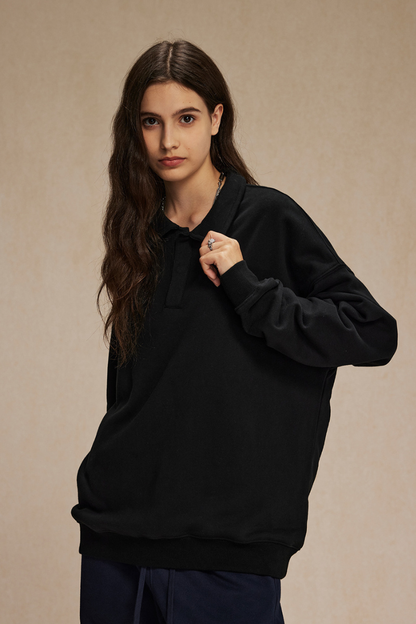Women's Streetwear Polo Collar  Sweatshirt