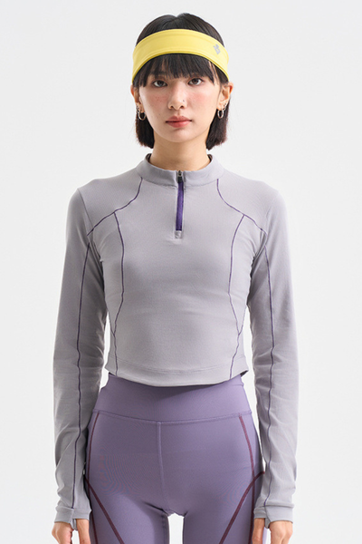 Women's Outdoor Run Quick Dry Long Sleeve Crop Zip Top
