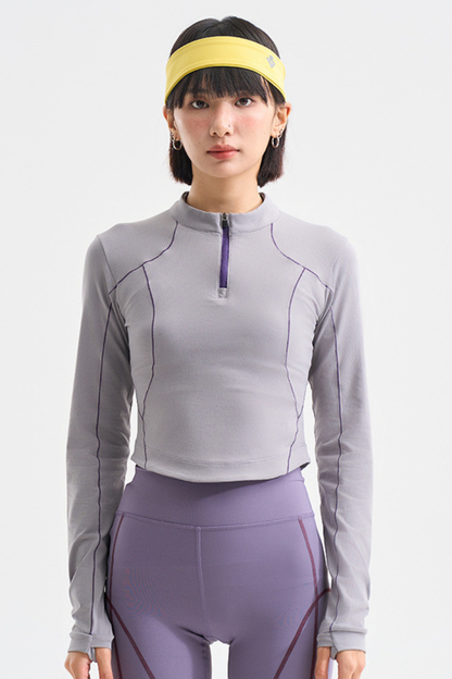 Women's Outdoor Run Quick Dry Long Sleeve Crop Zip Top