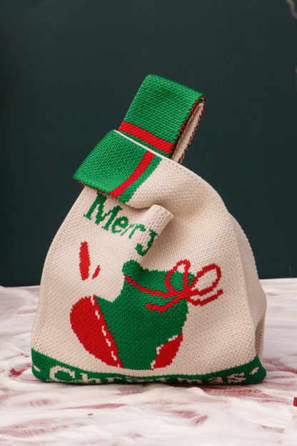 Unisex Christmas Knitted Apple Pouch Gift Packaging Bag