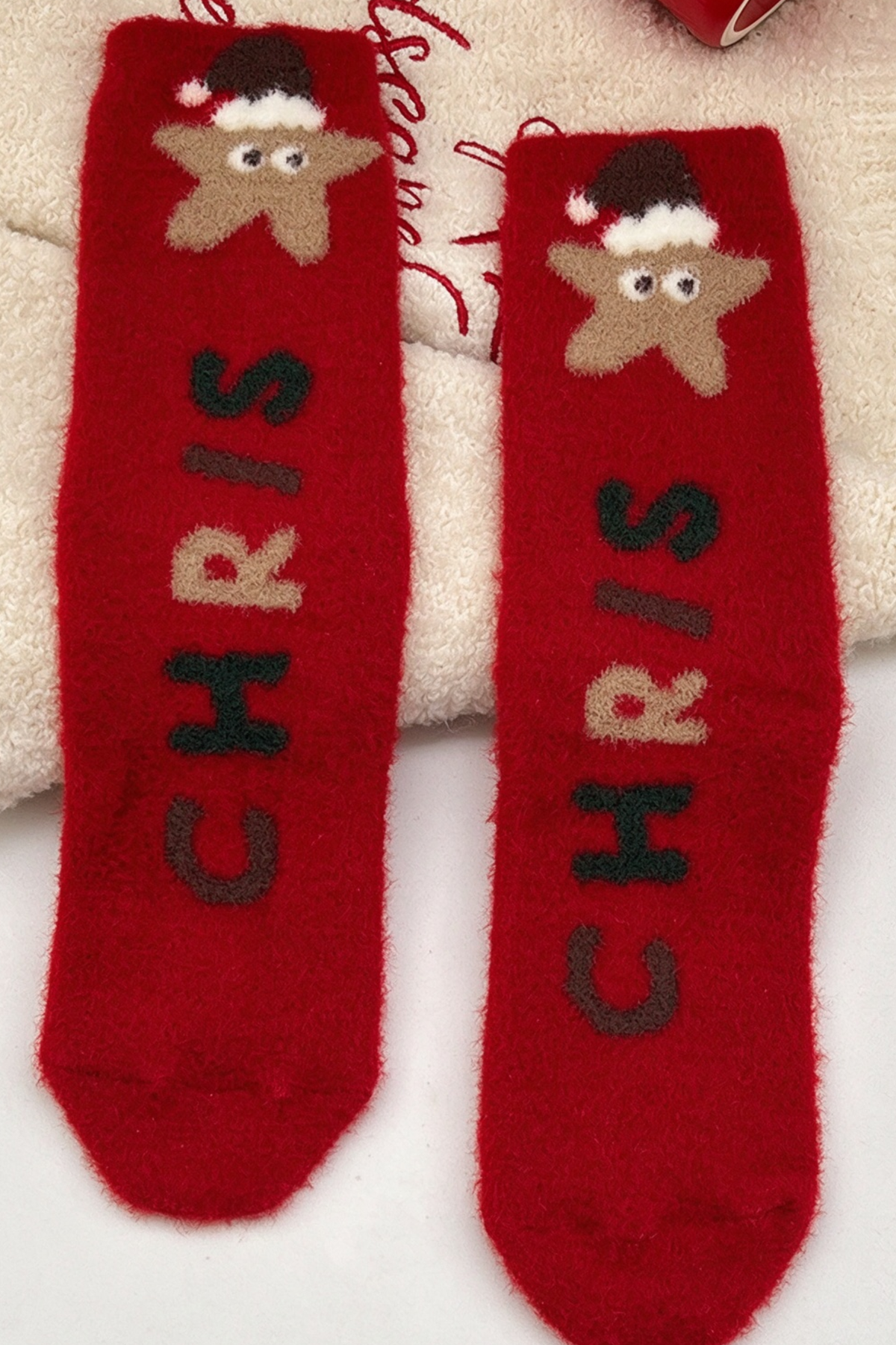 Women's Christmas Plush Warm Cartoon Anti-Pilling Sleep Sock