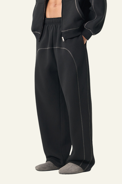 Men's Streetwear  Color-Block Elastic Wide-leg Casual Pants.