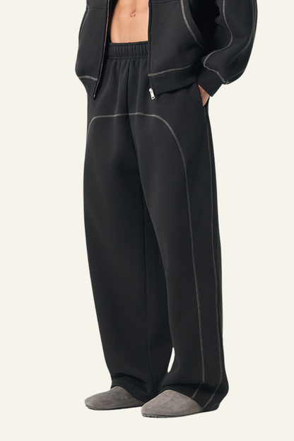 Men's Streetwear  Color-Block Elastic Wide-leg Casual Pants.