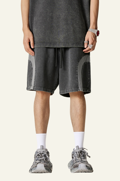 Men's Cotton Streetwear Color Block Shorts.