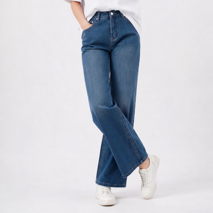 Women's High Waist Non-Stretch Wide Leg Jeans
