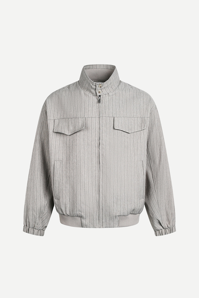 Men's Spring Old Money Stripe Zip Short Cargo Jacket