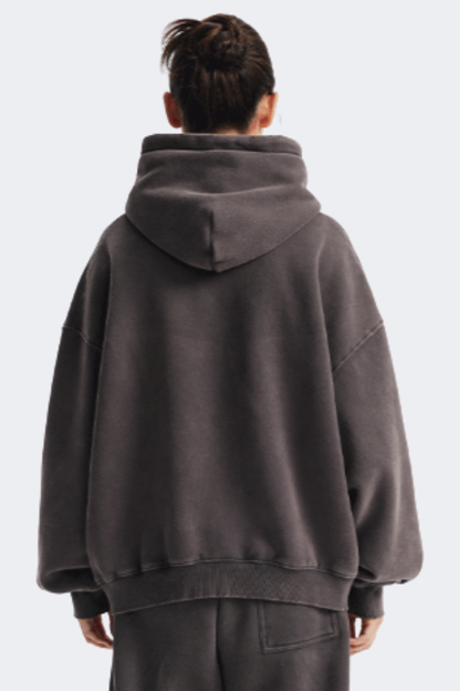 Women's Streetwear Vintage Washed Front Pocket Hooded