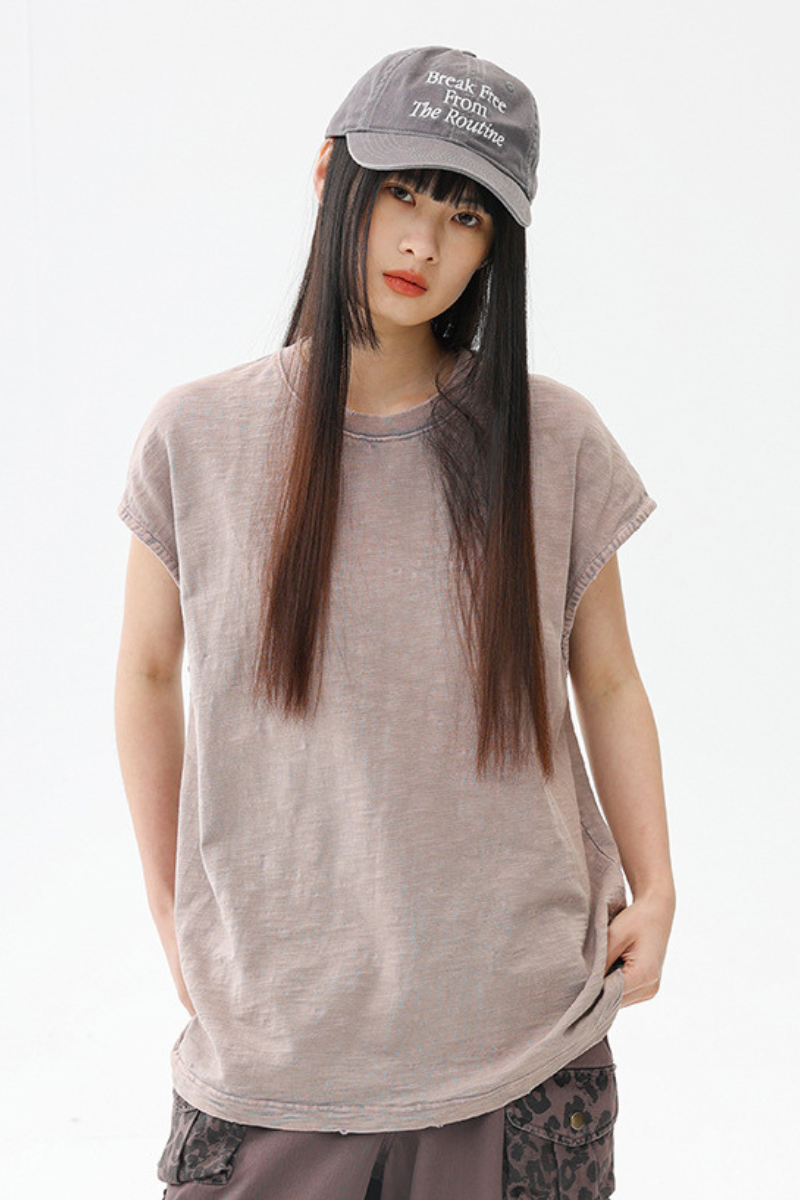 Unisex Heavy Washed Retro Crewneck Oversized Reflective Tank