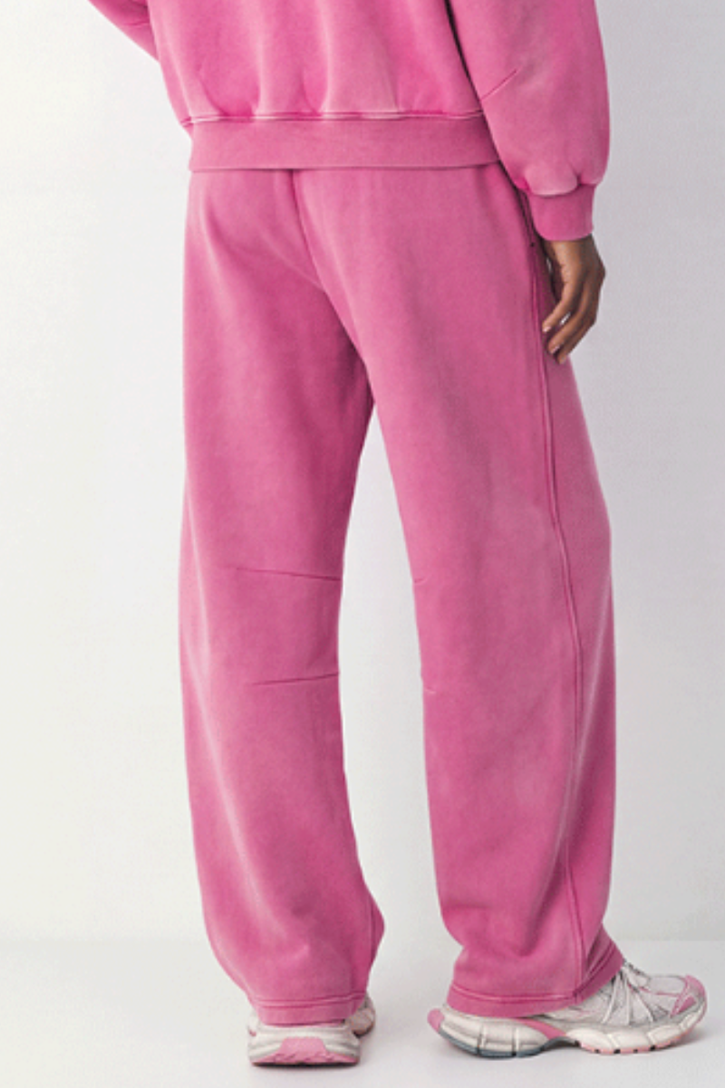Unisex Fall Clothing Fleece-Lined Curved Wide-Leg Pants