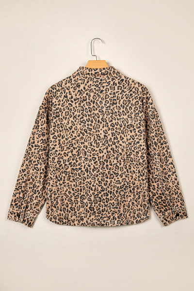 Women Fall Clothing Oversized Leopard Print Shirt Jacket