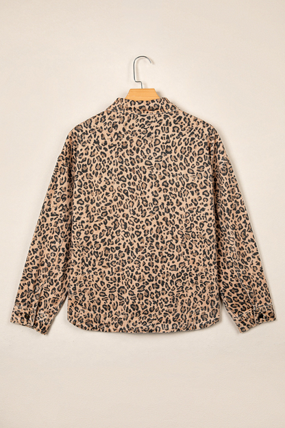 Women Fall Clothing Oversized Leopard Print Shirt Jacket