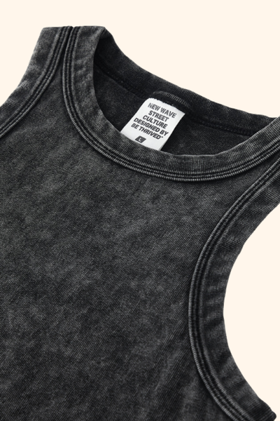 Women's SpringSummer 315g Cotton WashedRuched Racerback Tank
