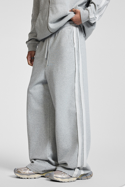 Men's Fall 450g Knit Raw Edge Washed Straight Pants