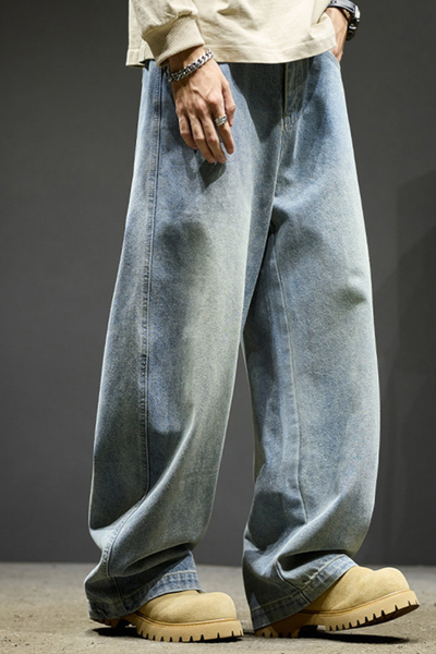 Men's Spring Summer Washed Loose Wide Leg Cargo Pants