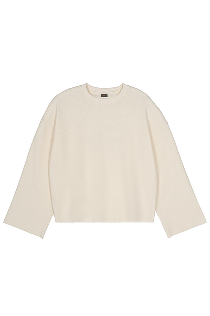 Men's Fall Raw-Edge Cropped Oversized Long-Sleeve T-Shirt