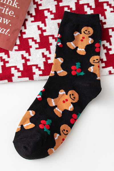 Women's Christmas Cotton Crew Socks Santa Elk Snowman Socks