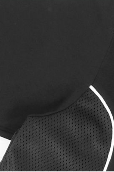 Women Summer Breathable Mesh Panel Contrast Stitch T-Shirt