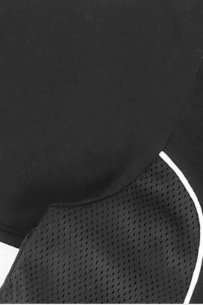 Women Summer Breathable Mesh Panel Contrast Stitch T-Shirt