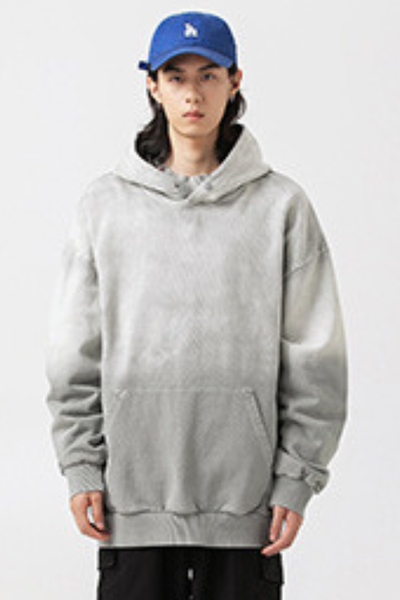 Unisex Retro Washed Gradient Cotton Loose Hoodie
