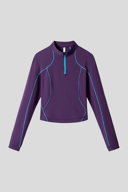 Women's Outdoor Run Quick Dry Long Sleeve Crop Zip Top